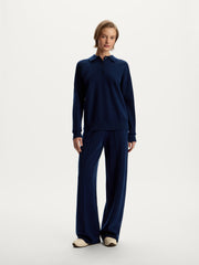 Merino-cotton polo jumper
