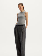 Herringbone wool-blend trousers