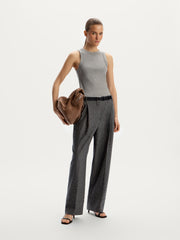Herringbone wool-blend trousers
