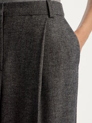 Herringbone wool-blend trousers