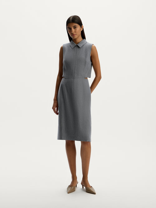 Linen-blend midi dress