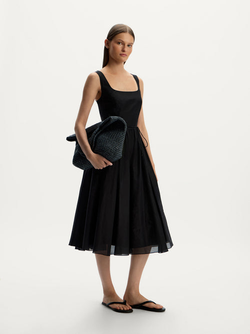 Cotton-silk midi dress