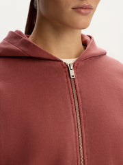 Garment-dyed terry zip hoodie