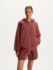 Garment-dyed terry zip hoodie