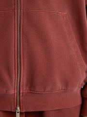 Garment-dyed terry zip hoodie