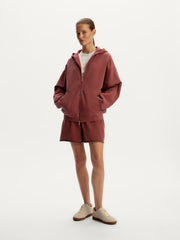 Garment-dyed terry zip hoodie