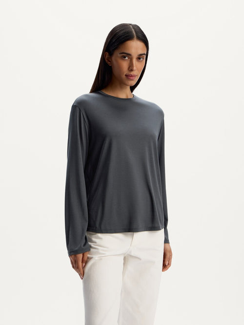 Silk jersey long-sleeve top