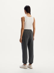 Garment-dyed terry trousers