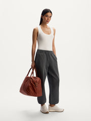 Garment-dyed terry trousers