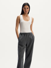 Garment-dyed terry trousers
