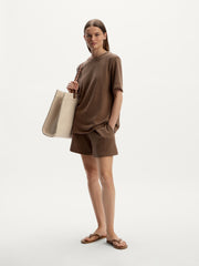 Textured cotton shorts