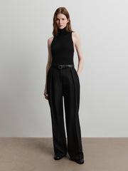 Silk knit turtleneck top