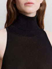 Silk knit turtleneck top