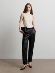 Silk knit turtleneck top