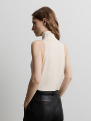 Silk knit turtleneck top