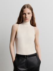 Silk knit turtleneck top