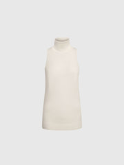 Silk knit turtleneck top
