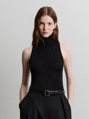 Silk knit turtleneck top