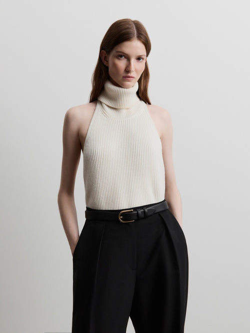 Open-back merino top
