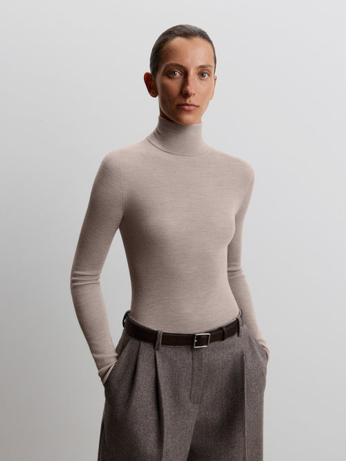 Ribbed merino turtleneck