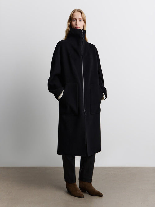 Wool-cashmere zip coat