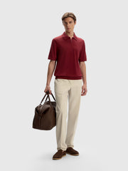 Silk-cotton knit polo T-shirt