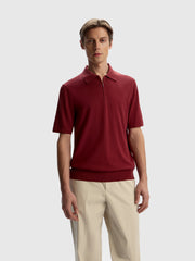 Silk-cotton knit polo T-shirt