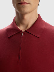 Silk-cotton knit polo T-shirt