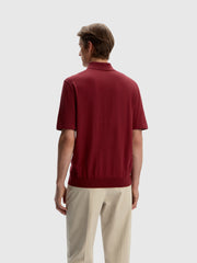 Silk-cotton knit polo T-shirt