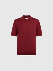 Silk-cotton knit polo T-shirt
