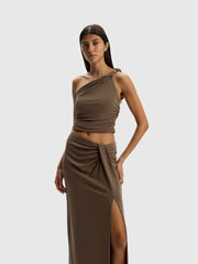 Draped crepe skirt