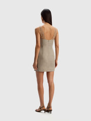 Lace-strap linen dress