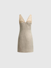 Lace-strap linen dress
