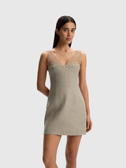 Lace-strap linen dress