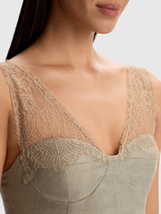Lace-strap linen dress