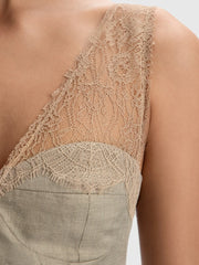 Lace-strap linen dress