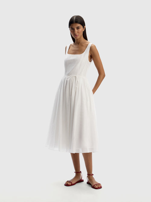 Cotton-silk midi dress