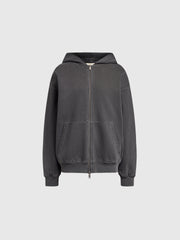 Garment-dyed terry zip hoodie