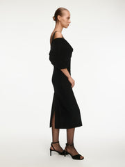 Velvet bow midi dress