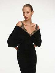 Velvet bow midi dress