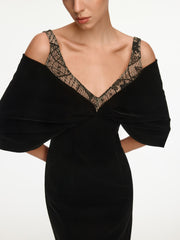 Velvet bow midi dress