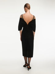 Velvet bow midi dress