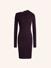 Asymmetric viscose-wool dress