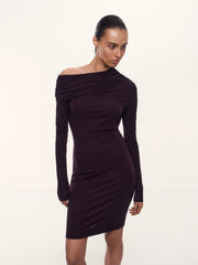 Asymmetric viscose-wool dress