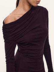 Asymmetric viscose-wool dress