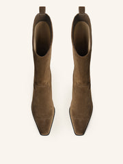 High suede western boots