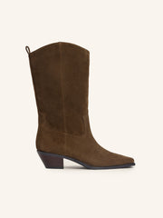 High suede western boots
