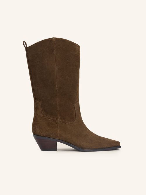 High suede western boots