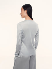 Pearl silk henley top