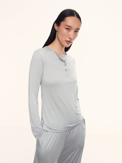 Pearl silk henley top